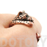 Realistic Leopard Jaguar Shaped Animal Wrap Around Ring in Copper | US Sizes 4 to 9 | DOTOLY