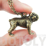 Realistic Life Like Bulldog Shaped Animal Pendant Necklace in Brass | Jewelry for Dog Lovers | DOTOLY