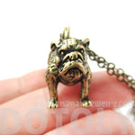 Realistic Life Like Bulldog Shaped Animal Pendant Necklace in Brass | Jewelry for Dog Lovers | DOTOLY