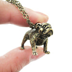 Realistic Life Like Bulldog Shaped Animal Pendant Necklace in Brass | Jewelry for Dog Lovers | DOTOLY