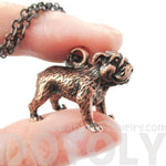 Realistic Life Like Bulldog Shaped Animal Pendant Necklace in Copper | Jewelry for Dog Lovers | DOTOLY