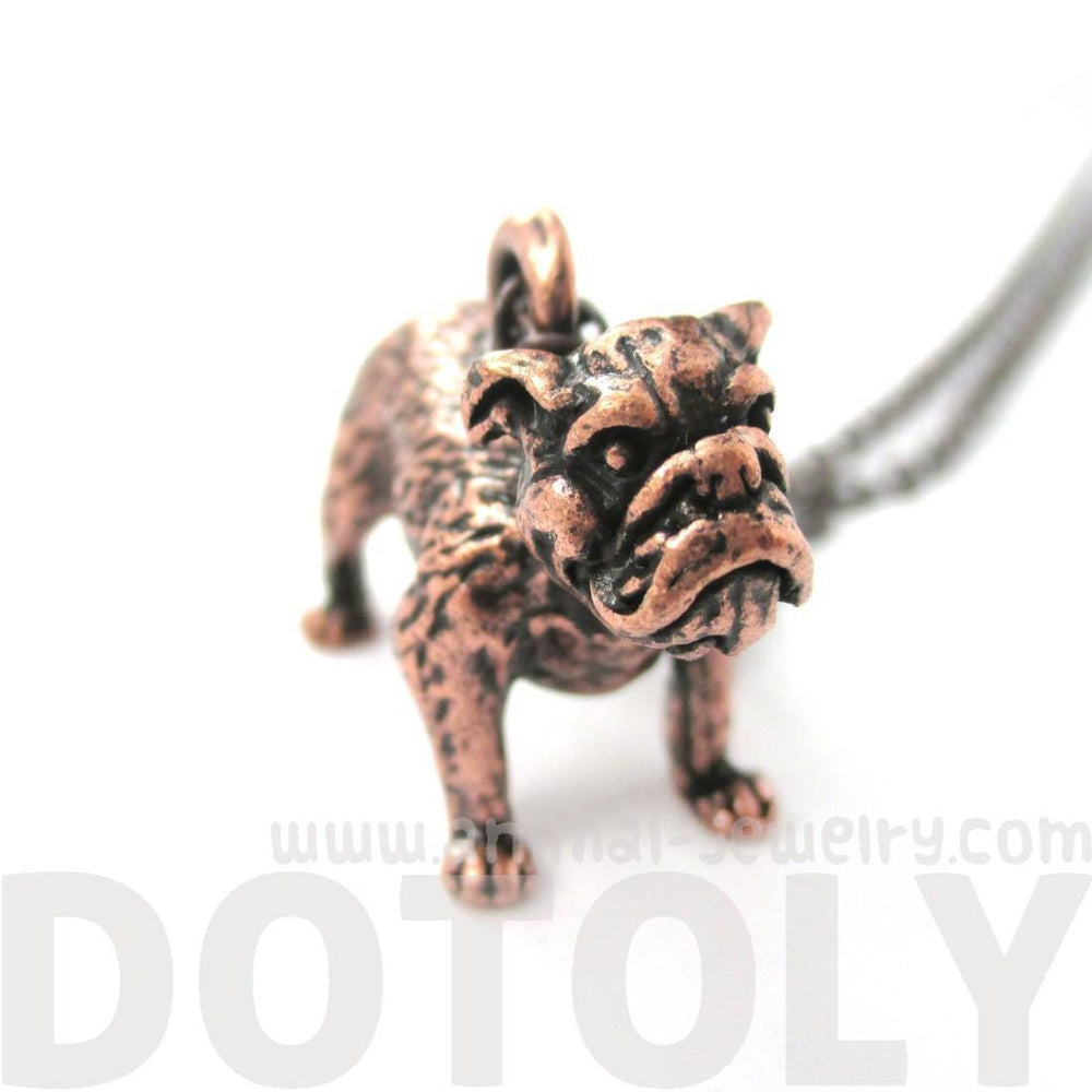 Realistic Life Like Bulldog Shaped Animal Pendant Necklace in Copper | Jewelry for Dog Lovers | DOTOLY