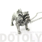 Realistic Life Like Bulldog Shaped Animal Pendant Necklace in Silver | Jewelry for Dog Lovers | DOTOLY