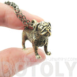 Realistic Life Like Pug Shaped Animal Pendant Necklace in Brass | Jewelry for Dog Lovers | DOTOLY