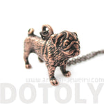 Realistic Life Like Pug Shaped Animal Pendant Necklace in Copper | Jewelry for Dog Lovers | DOTOLY