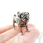 Realistic Life Like Pug Shaped Animal Pendant Necklace in Shiny Silver | Jewelry for Dog Lovers | DOTOLY