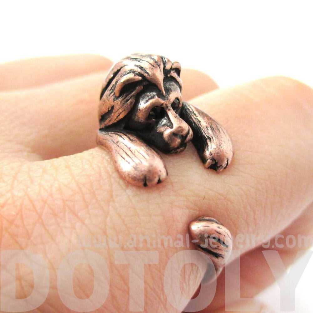 Realistic Lion Shaped Animal Wrap Around Ring in Copper | US Sizes 4 to 9 Available | DOTOLY