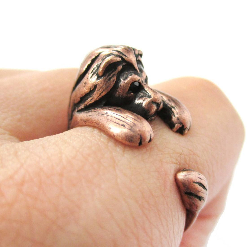 Realistic Lion Shaped Animal Wrap Around Ring in Copper | US Sizes 4 to 9 Available | DOTOLY