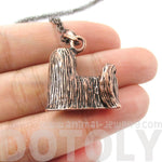 Realistic Long Haired Maltese Puppy Dog Shaped Necklace in Copper | DOTOLY