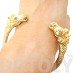Realistic Luxe Horse Head Shaped Wrap Around Bangle Bracelet Cuff in Gold | Animal Jewelry | DOTOLY