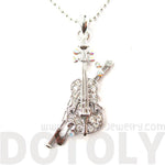 Realistic Miniature Musical Instrument Violin Shaped Pendant Necklace in Silver | DOTOLY