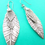Realistic Mixed Leaves Shaped Nature Inspired Dangle Earrings in Silver | DOTOLY | DOTOLY