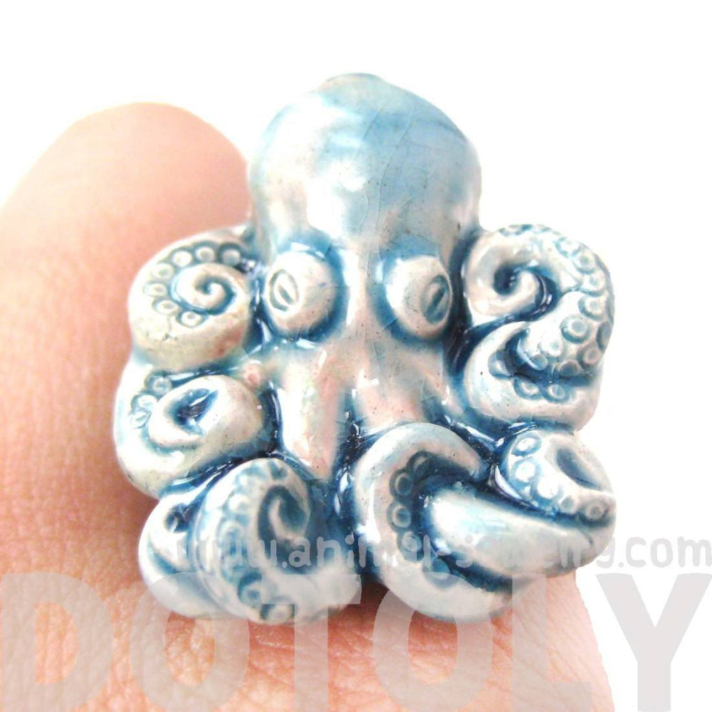 Realistic Octopus Shaped Porcelain Ceramic Animal Adjustable Ring | Handmade | DOTOLY