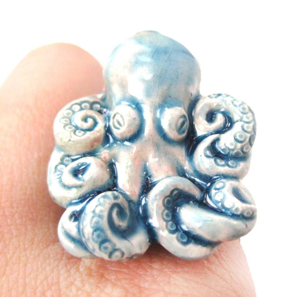 Realistic Octopus Shaped Porcelain Ceramic Animal Adjustable Ring | Handmade | DOTOLY