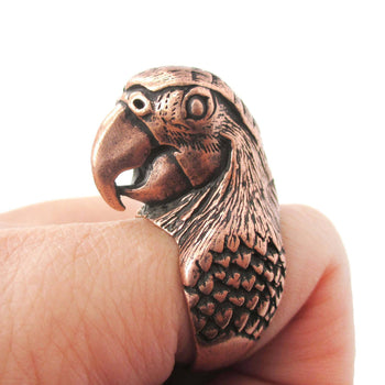 Realistic Parrot Bird Shaped Animal Wrap Around Ring in Copper | Sizes 6 to 10 Available | DOTOLY