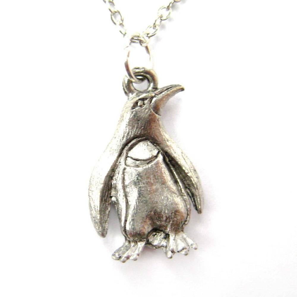 Realistic Penguin Bird Shaped Animal Charm Necklace in Silver | MADE IN USA | DOTOLY