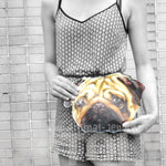 Cute Pug Puppy Dog Head Shaped Vinyl Animal Digital Print Clutch Bag
