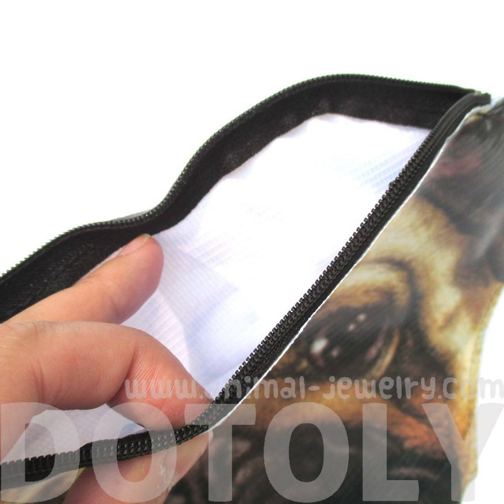 Cute Pug Puppy Dog Head Shaped Vinyl Animal Digital Print Clutch Bag
