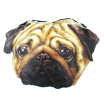 Cute Pug Puppy Dog Head Shaped Vinyl Animal Digital Print Clutch Bag