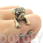 Pug Puppy Dog Shaped Animal Wrap Ring in Brass | DOTOLY