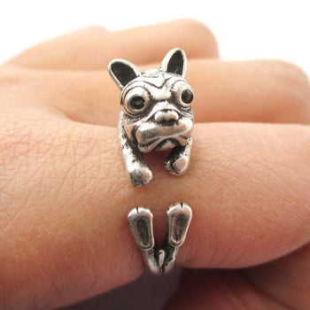 Puppy Dog Shaped Animal Wrap Ring in Silver | Gifts for Dog Lovers