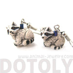 Realistic Raccoon Shaped Porcelain Ceramic Animal Dangle Earrings