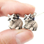 Realistic Raccoon Shaped Porcelain Ceramic Animal Dangle Earrings