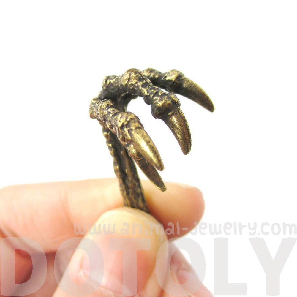 Raven Bird Skeleton Claw Talon Shape Necklace in Brass