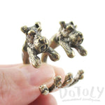 Schnauzer Shaped Front and Back Stud Earrings in Brass