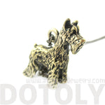 Realistic Schnauzer Puppy Dog Shaped Animal Pendant Necklace in Brass