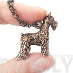 Realistic Schnauzer Puppy Dog Shaped Animal Pendant Necklace in Copper