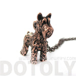 Realistic Schnauzer Puppy Dog Shaped Animal Pendant Necklace in Copper