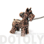 Realistic Schnauzer Puppy Dog Shaped Animal Pendant Necklace in Copper