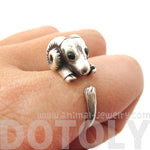 Realistic Sheep Ram Shaped Animal Wrap Ring in Silver | US Size 6 to 9