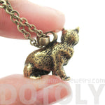 Realistic Short Hair Kitty Cat Shaped Animal Charm Necklace in Brass