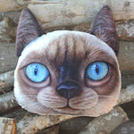 Realistic Siamese Kitty Cat Face Shaped Large Cushion