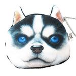 Realistic Siberian Husky Puppy Face Shaped Soft Fabric Coin Purse