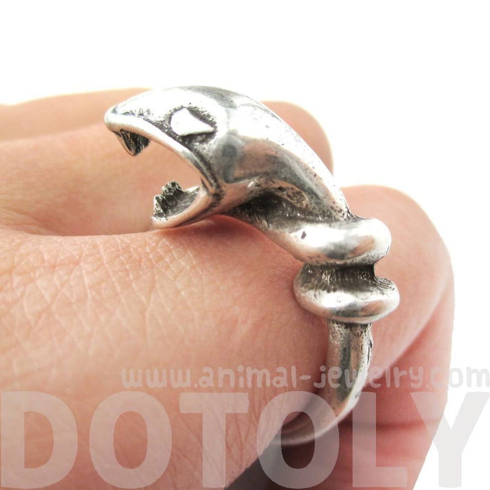 Realistic Snake Shaped Boucheron Sea Serpent Animal Ring in Silver