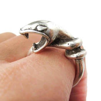 Realistic Snake Shaped Boucheron Sea Serpent Animal Ring in Silver