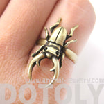 Realistic Stag Beetle Insect Bug Adjustable Animal Ring in Brass