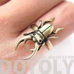 Realistic Stag Beetle Insect Bug Adjustable Animal Ring in Brass