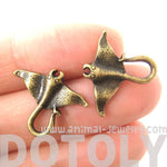 Realistic Stingray Sea Animal Stud Earrings in Brass | Animal Jewelry