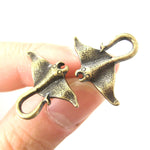 Realistic Stingray Sea Animal Stud Earrings in Brass | Animal Jewelry