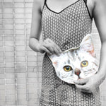 Tabby Kitty Cat Head Shaped Vinyl Animal Photo Print Clutch Bag