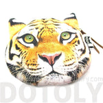 Realistic Tiger Face Shaped Soft Fabric Zipper Coin Purse Make Up Bag