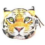 Realistic Tiger Face Shaped Soft Fabric Zipper Coin Purse Make Up Bag