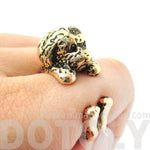 Realistic Toy Poodle Puppy Dog Shape Animal Wrap Ring in Shiny Gold