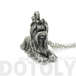 Yorkshire Terrier Puppy Dog Shaped Animal Pendant Necklace in Silver