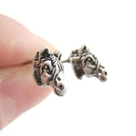 Realistic Zebra Face Shaped Stud Earrings in Silver
