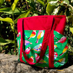 Colorful Bird All Over Print Large Carry All Shoulder Tote Bag with Many Pockets